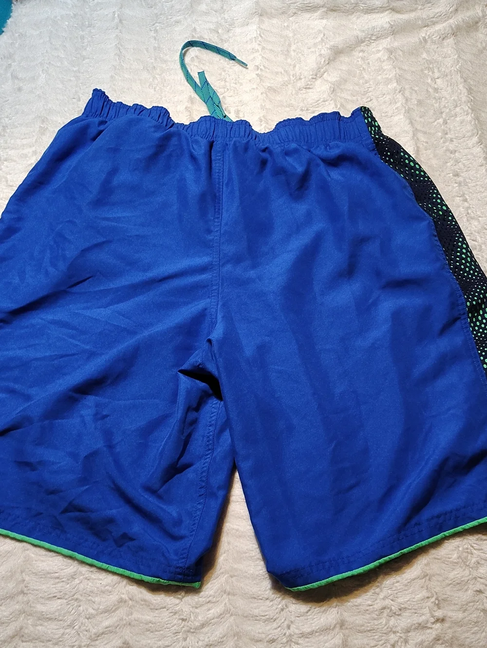 NIKE Men's Swim Trunks Shorts Royal Blue Green Mesh Lined
